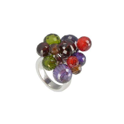 Bague Planètes de Fleurs Argent et Zirconias Multicolores - taille 50 - LES POULETTES BIJOUX - Modalova