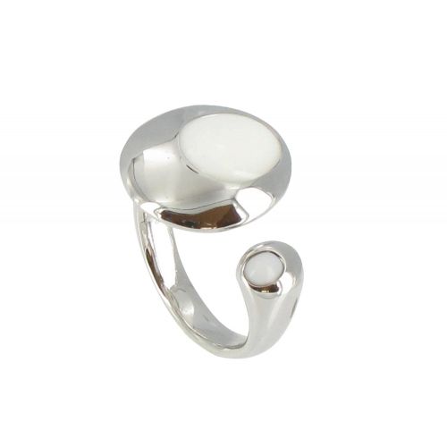Bague Atoll Argent 925 et Agate Blanche - taille 54 - LES POULETTES BIJOUX - Modalova