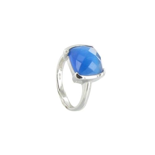 Bague Argent 925 et son Carré Oeil de Chat Facetée - tai - LES POULETTES BIJOUX - Modalova