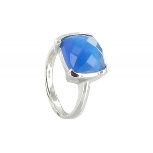 Bague Argent 925 et son Carré Oeil de Chat Facetée - tai - LES POULETTES BIJOUX - Modalova