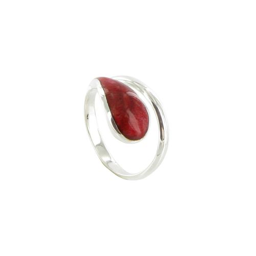 Bague Argent et Goutte couleur Corail - LES POULETTES BIJOUX - Modalova