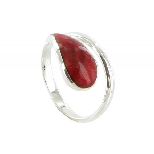 Bague Argent et Goutte couleur Corail - LES POULETTES BIJOUX - Modalova