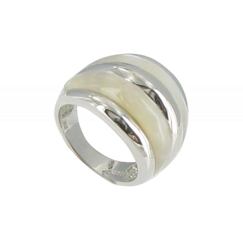 Bague Argent 925 et Rayures de Nacre - taille 52 - LES POULETTES BIJOUX - Modalova