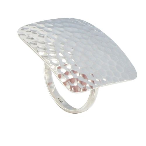 Bague Argent Carré Martelé - taille 54 - LES POULETTES BIJOUX - Modalova