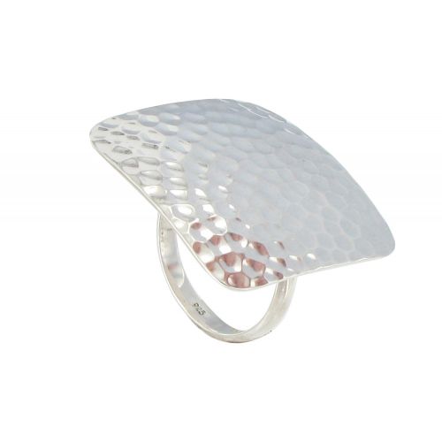 Bague Argent Carré Martelé - taille 56 - LES POULETTES BIJOUX - Modalova
