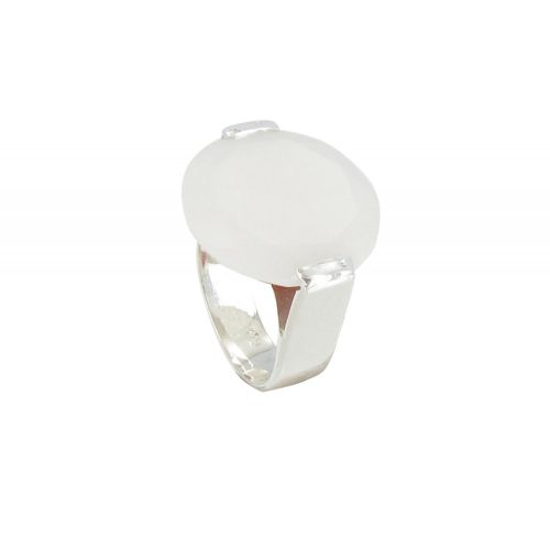 Bague Argent Joyau d'Agate Blanche - taille 50 - LES POULETTES BIJOUX - Modalova