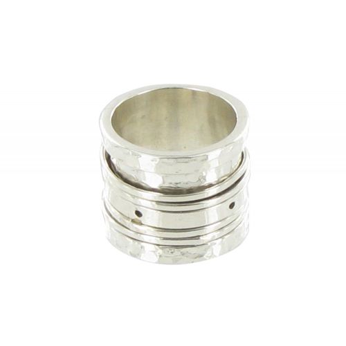 Bague en Argent 925 Tube Martelé et ses Anneaux Mobiles - LES POULETTES BIJOUX - Modalova