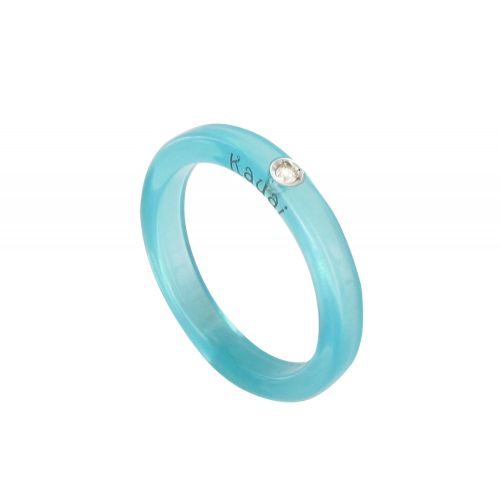 Bague Diamant Blanc Résine Turquoise et Argent - LES POULETTES BIJOUX - Modalova