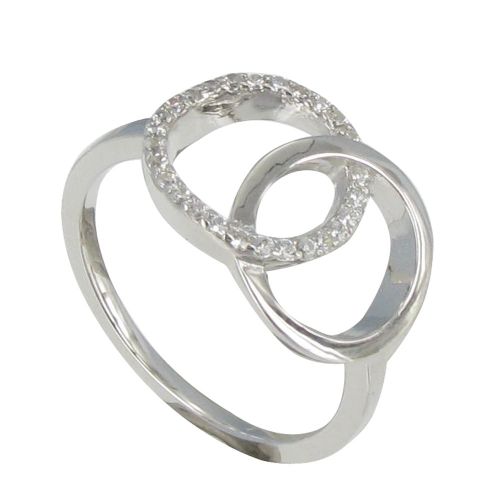 Bague Argent Deux Anneaux et Strass - taille 52 - LES POULETTES BIJOUX - Modalova