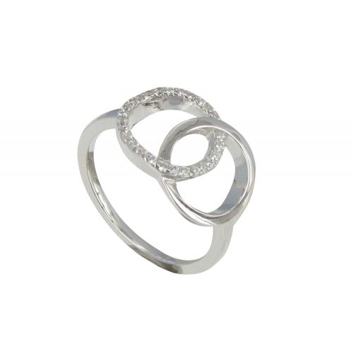 Bague Argent Deux Anneaux et Strass - taille 52 - LES POULETTES BIJOUX - Modalova