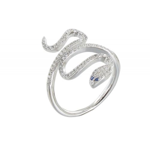 Bague Argent Serpent et Strass - taille 58 - LES POULETTES BIJOUX - Modalova