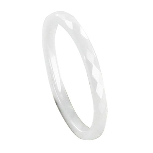 Bague Anneau de Céramique Blanche Facettée - 2mm - taille 50 - LES POULETTES BIJOUX - Modalova