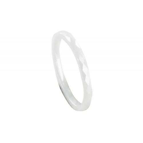 Bague Anneau de Céramique Blanche Facettée - 2mm - taille 54 - LES POULETTES BIJOUX - Modalova