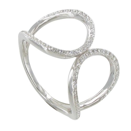 Bague Argent Deux Cercles de Strass - taille 52 - LES POULETTES BIJOUX - Modalova