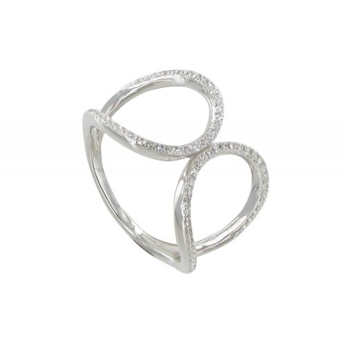 Bague Argent Deux Cercles de Strass - taille 52 - LES POULETTES BIJOUX - Modalova