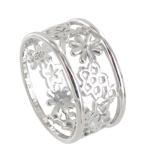 Bague Argent Rhodié Tube de Petites Fleurs - taille 52 - LES POULETTES BIJOUX - Modalova