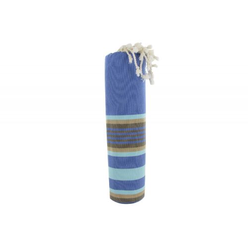 BIJOUX - V Fouta Drap Plage et Hammam Coton Rayé Turquoise et Mar - LES POULETTES - Modalova