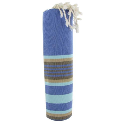 BIJOUX - V Fouta Drap Plage et Hammam Coton Rayé Turquoise et Mar - LES POULETTES - Modalova