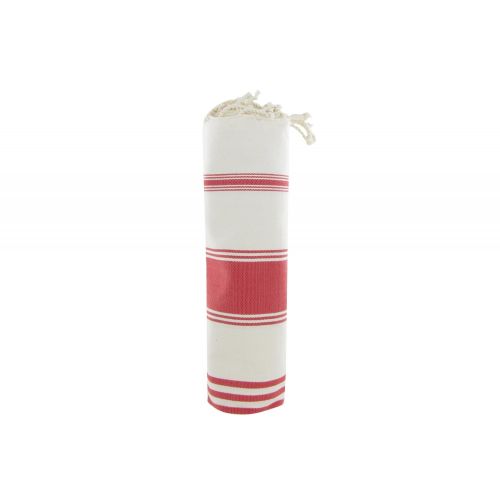 BIJOUX - V Fouta Drap Plage et Hammam Coton Rayé Rouge - LES POULETTES - Modalova