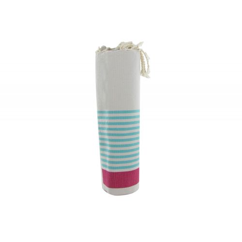 BIJOUX - V Fouta Drap Plage et Hammam Coton Rayé Vert Eau et Fuc - LES POULETTES - Modalova