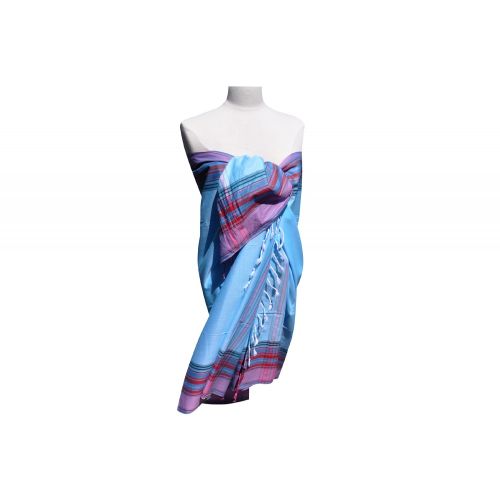 BIJOUX - Kikoy Paréo Bleu Ciel Rayé Lilas - LES POULETTES - Modalova