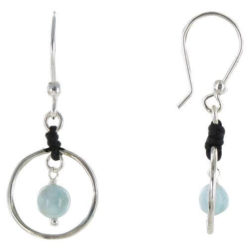 Boucles d'Oreilles Argent Cordon Noir Perle de Larimar et Cer - LES POULETTES BIJOUX - Modalova