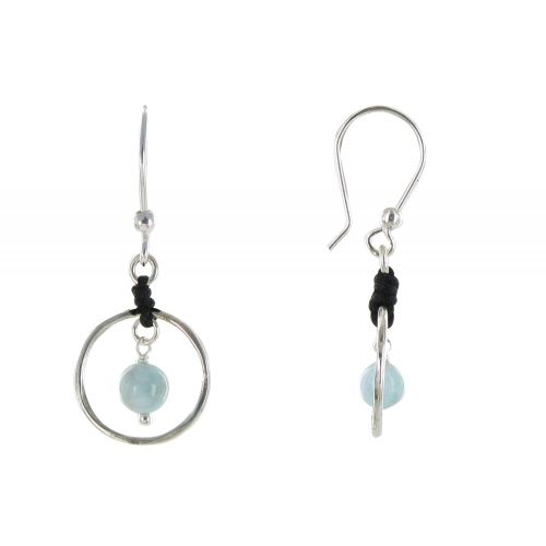 Boucles d'Oreilles Argent Cordon Noir Perle de Larimar et Cer - LES POULETTES BIJOUX - Modalova