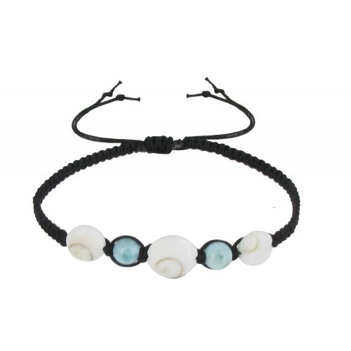 Bracelet Lien Tréssé Perles de Larimar et Oeil de Ste Lu - LES POULETTES BIJOUX - Modalova