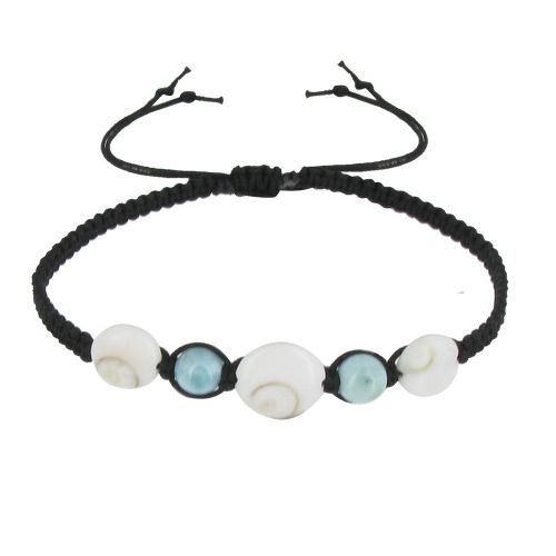 Bracelet Lien Tréssé Perles de Larimar et Oeil de Ste Lu - LES POULETTES BIJOUX - Modalova