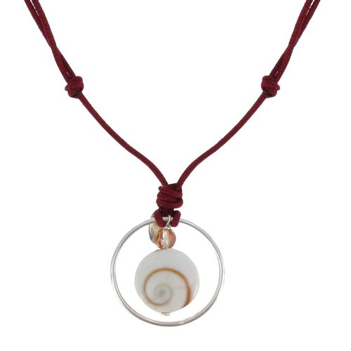 Collier Lien Bordeaux Anneau Argent et Oeil de Ste Lucie - LES POULETTES BIJOUX - Modalova