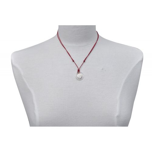 Collier Lien Bordeaux Anneau Argent et Oeil de Ste Lucie - LES POULETTES BIJOUX - Modalova