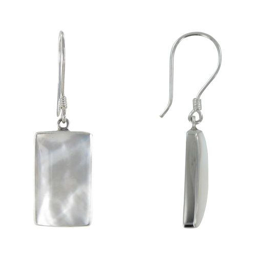 Boucles d'Oreilles Argent Rectangle de Nacre - LES POULETTES BIJOUX - Modalova