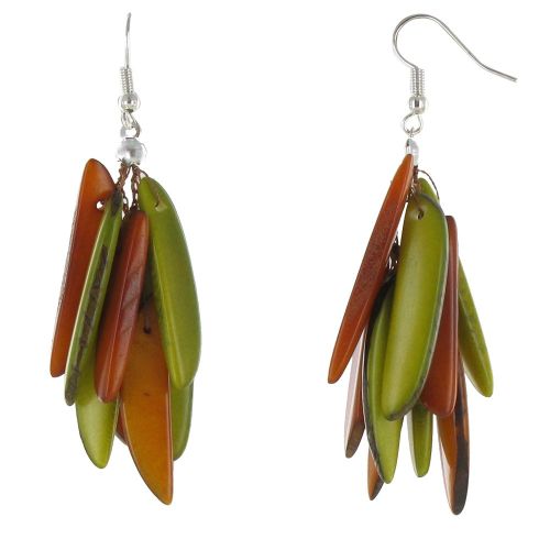 Boucles d'Oreilles Flamme en Tagua Verte et - LES POULETTES BIJOUX - Modalova