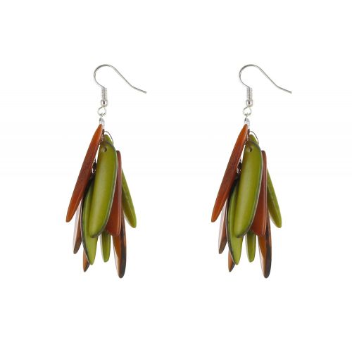Boucles d'Oreilles Flamme en Tagua Verte et - LES POULETTES BIJOUX - Modalova