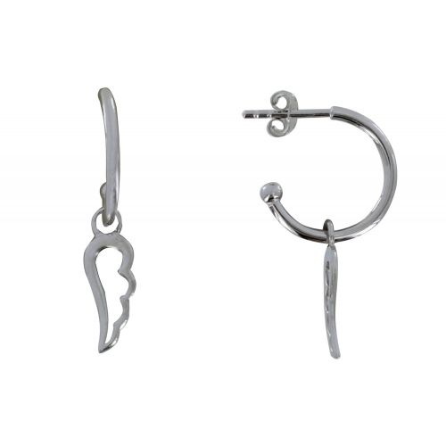 Boucles d'Oreilles Argent Rhodié Demi Créoles et Ailes d'Ange - LES POULETTES BIJOUX - Modalova