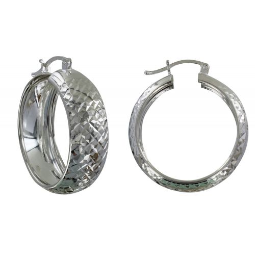 Boucles d'Oreilles Argent Créoles Larges Quadrillées - LES POULETTES BIJOUX - Modalova