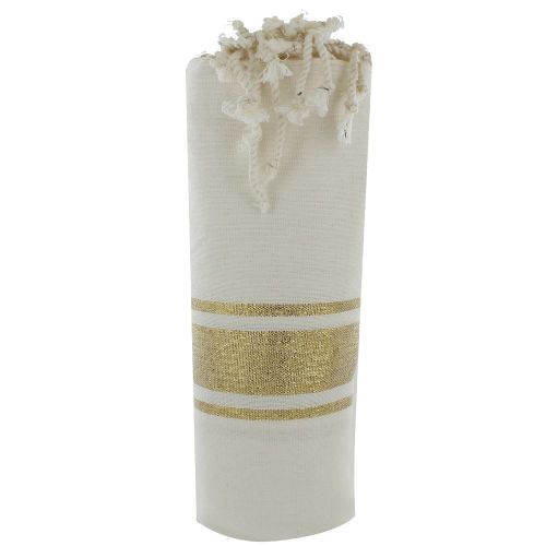 BIJOUX - V Fouta Drap Plage et Hammam Coton Rayé Lurex Doré - LES POULETTES - Modalova
