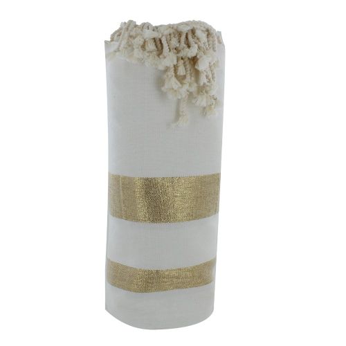 BIJOUX - V Fouta Drap Plage et Hammam Coton Rayé Lurex Doré - LES POULETTES - Modalova