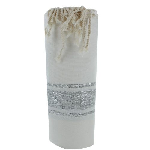 BIJOUX - V Fouta Drap Plage et Hammam Coton Rayé Lurex Argent - LES POULETTES - Modalova