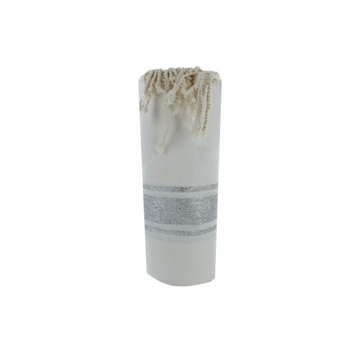 BIJOUX - V Fouta Drap Plage et Hammam Coton Rayé Lurex Argent - LES POULETTES - Modalova