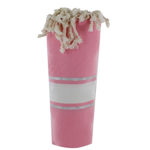 BIJOUX - Fouta Drap Plage et Hammam Coton Rayé Blanc et Lurex Arg - LES POULETTES - Modalova