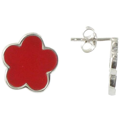 Boucles d'Oreilles Chance Puces Argent et Corail - LES POULETTES BIJOUX - Modalova