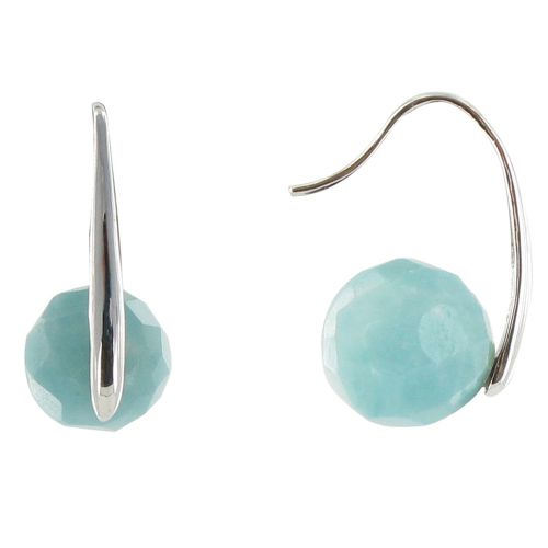 V Boucles d'Oreilles Argent Une Perle d'Amazonite Facetée - LES POULETTES BIJOUX - Modalova