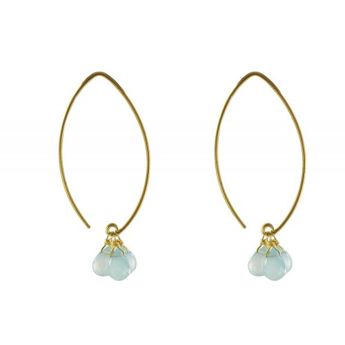 V Boucles d'Oreilles Argent Doré 3 Gouttes de Calcédoine - LES POULETTES BIJOUX - Modalova