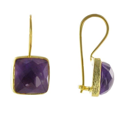 Boucles d'Oreilles Argent Doré Crochet Carré Facettée d'Améth - LES POULETTES BIJOUX - Modalova