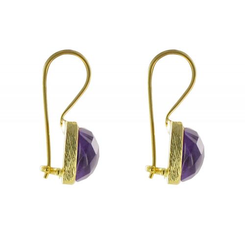 Boucles d'Oreilles Argent Doré Crochet Carré Facettée d'Améth - LES POULETTES BIJOUX - Modalova