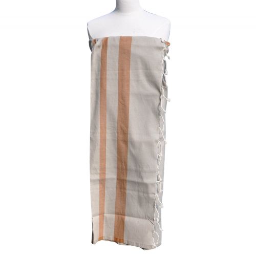 BIJOUX - Fouta Drap Plage et Hammam Coton Rayé Marron - LES POULETTES - Modalova