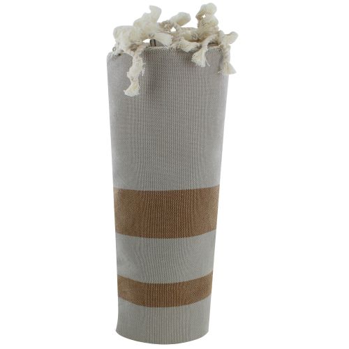 BIJOUX - Fouta Drap Plage et Hammam Coton Rayé Marron - LES POULETTES - Modalova