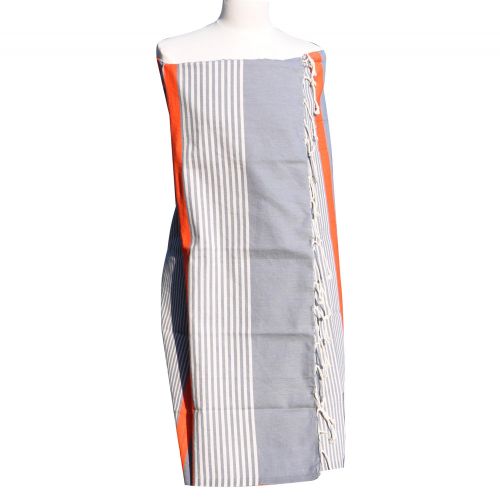 BIJOUX - Fouta Drap Plage et Hammam Coton Couleur Rayé Corail et - LES POULETTES - Modalova