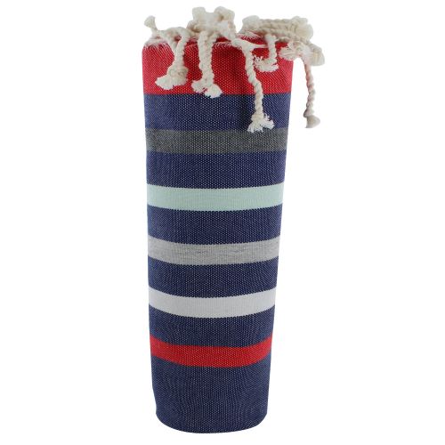 BIJOUX - V Fouta Drap Plage et Hammam Coton Couleur Marine Rayé R - LES POULETTES - Modalova